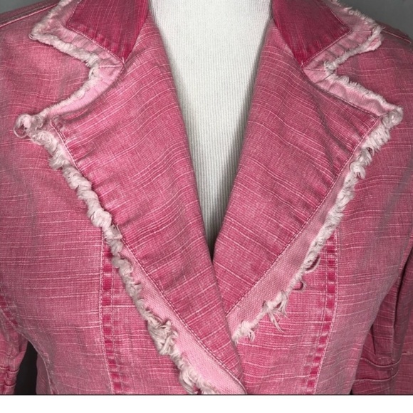 Z. Cavaricci Pink Distressed Denim Blazer Jacket Size Small - Picture 2 of 6